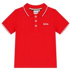 Younger Boys Red Logo Polo Shirt, 5, hi-res