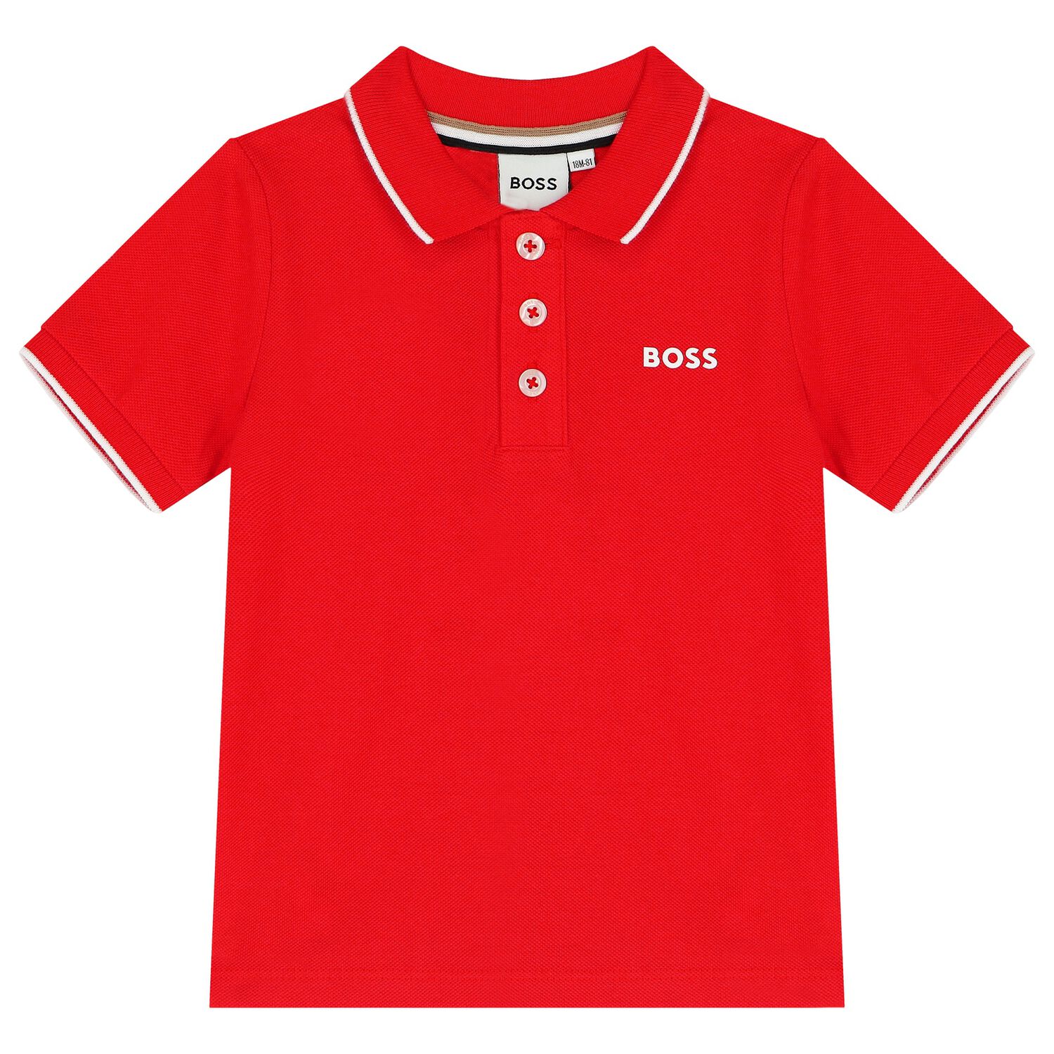 Younger Boys Red Logo Polo Shirt, 5, hi-res