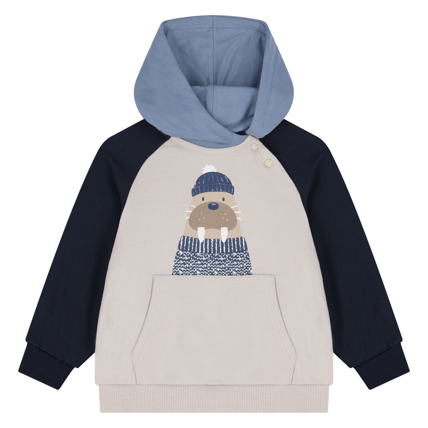Younger Boys Beige & Blue 3 Piece Tracksuit, 2, hi-res