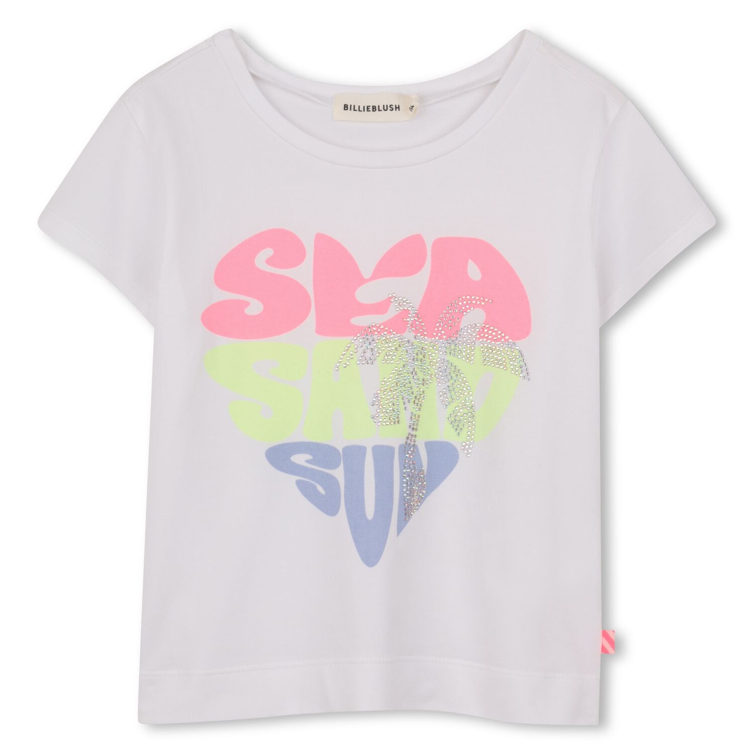 Girls White Rhinestone T-Shirt, 1, hi-res