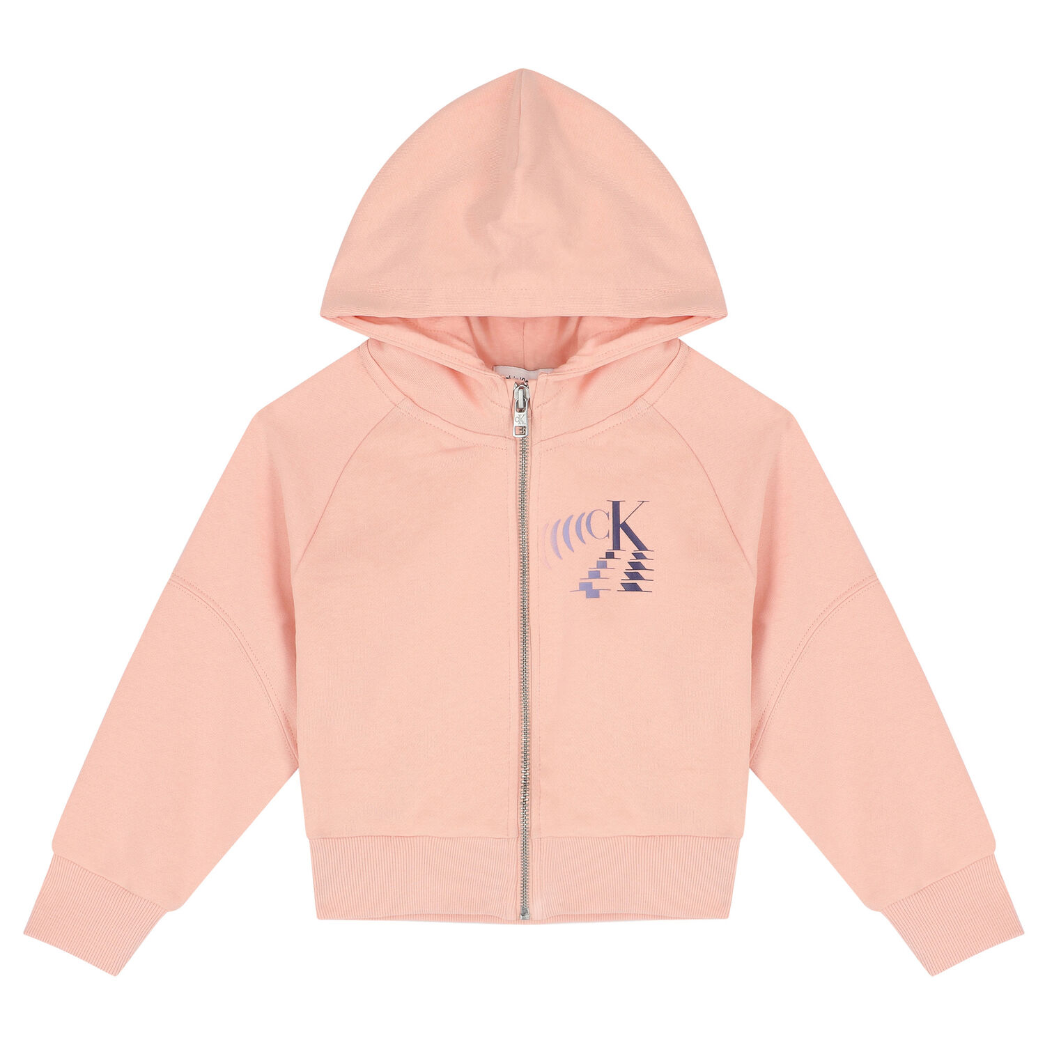Girls Pink Logo Hooded Zip-Up Top, 1, hi-res image number null