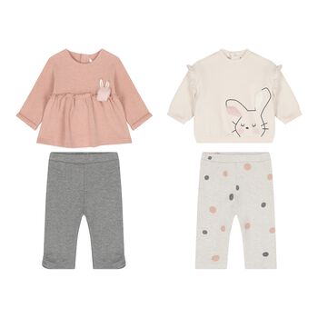 Baby Girls Ivory, Pink & Grey Leggings Set ( 2-Pack )