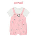 Baby Girls White & Pink Zebra Romper Set, 1, hi-res