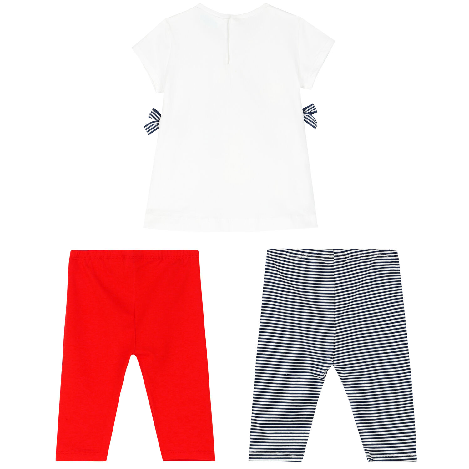 Younger Girls White, Navy & Red Leggings Set, 1, hi-res