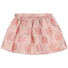 Girls Pink Floral Jacquard Skirt, 1, hi-res