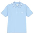 Boys Pale Blue Logo Polo Shirt, 2, hi-res