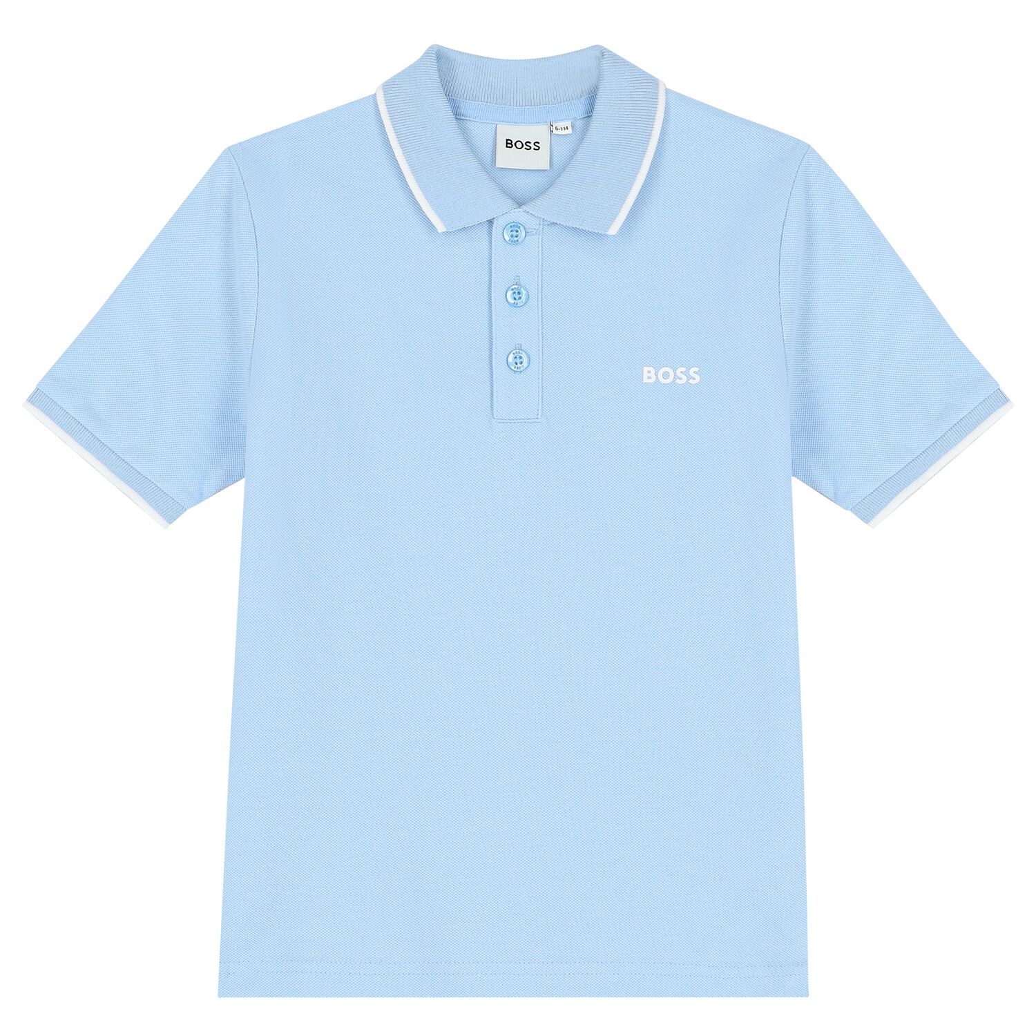 Boys Pale Blue Logo Polo Shirt, 2, hi-res