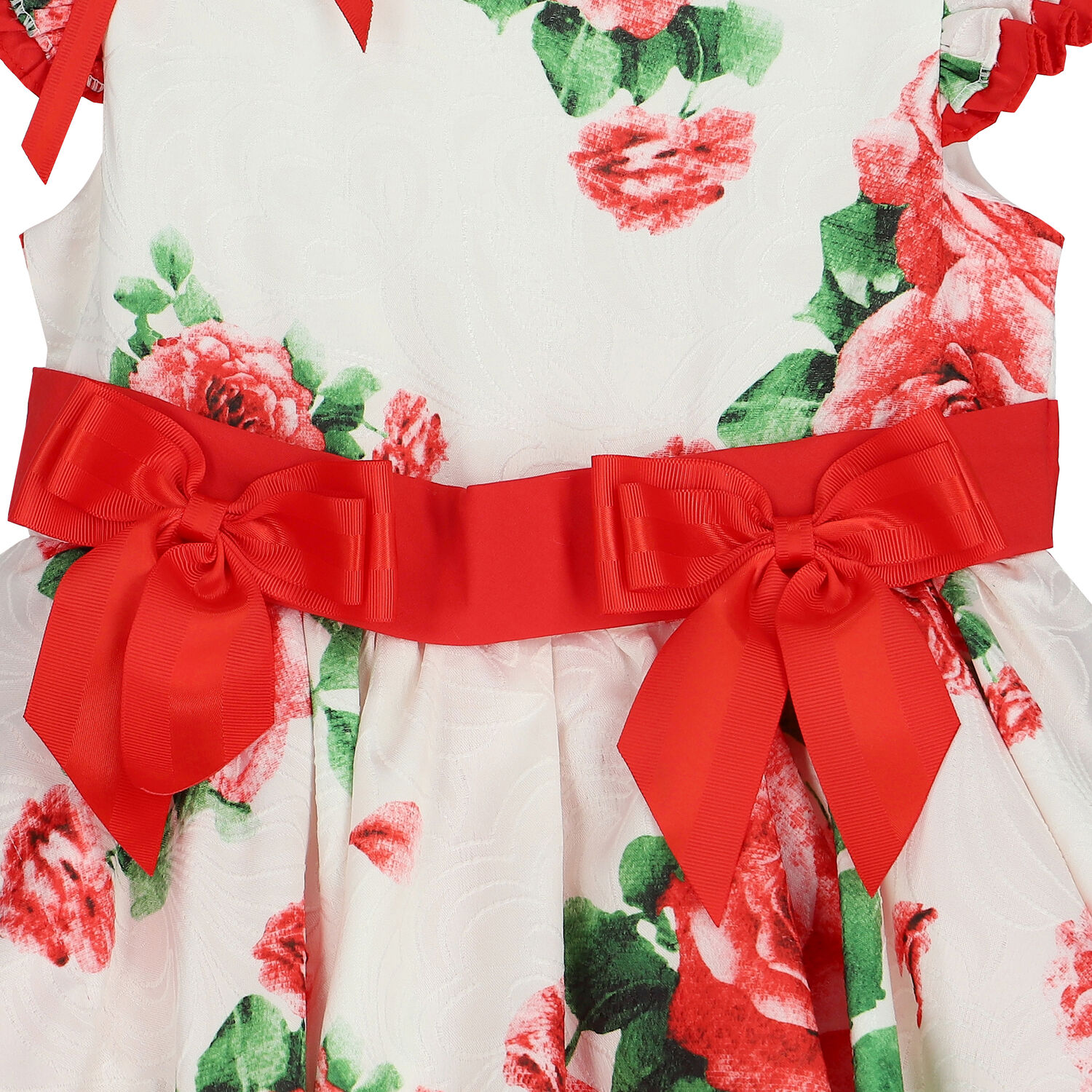 Girls Ivory & Red Floral Dress, 1, hi-res