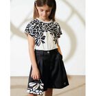 Girls White & Black Floral Handbag, 1, hi-res