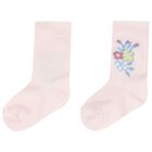 Baby Girls Pink Logo Socks ( 2-Pack ), 1, hi-res