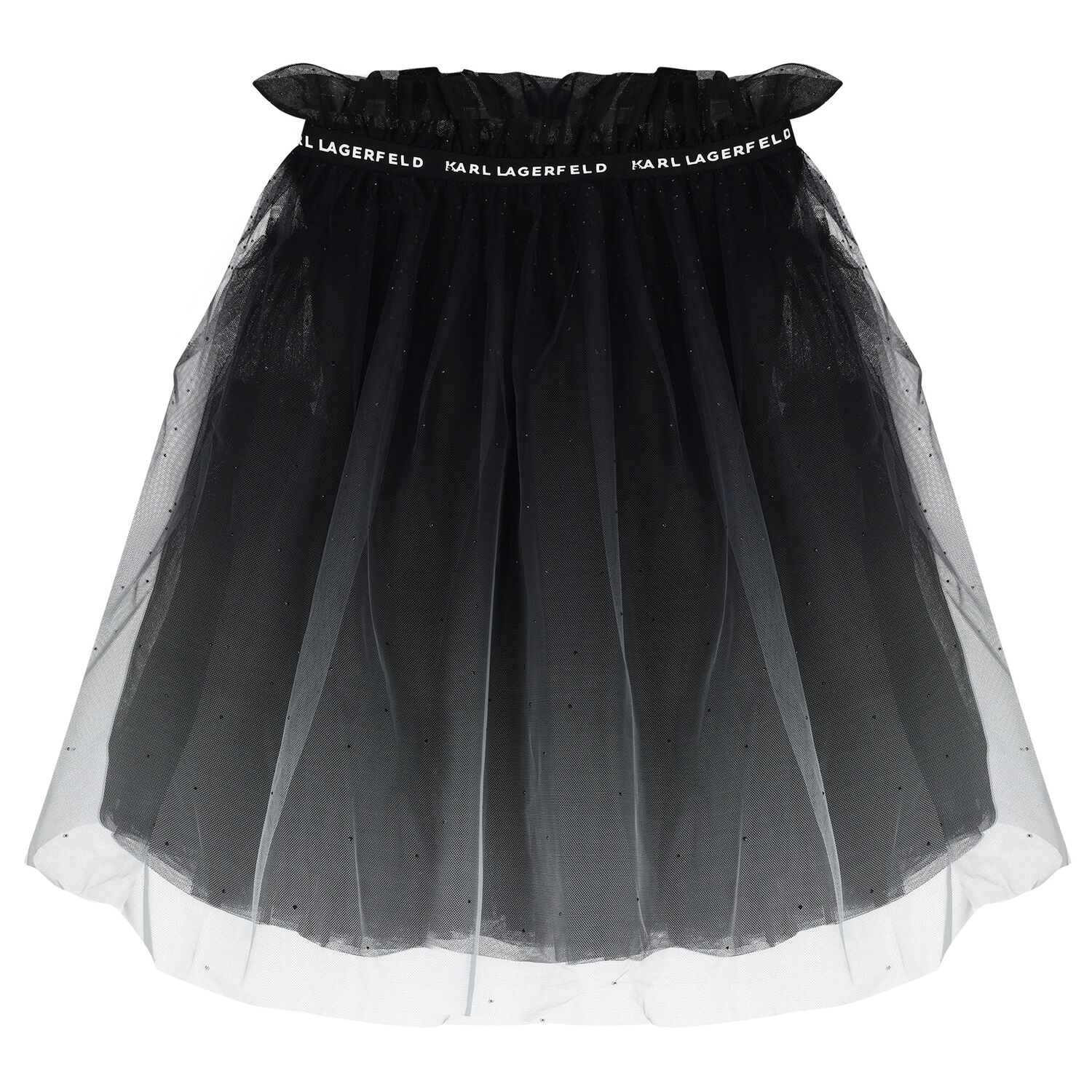 Girls Black Logo Tulle Skirt, 1, hi-res