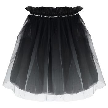 Girls Black Logo Tulle Skirt