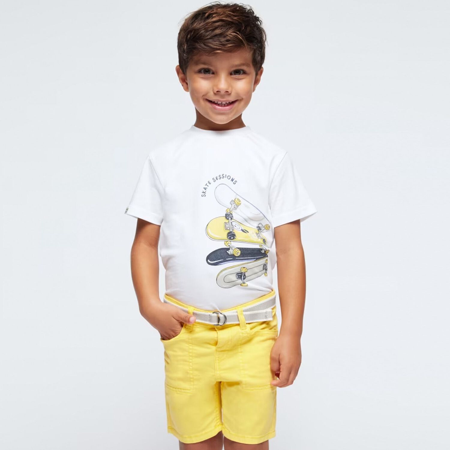 Boys White Skateboard T-Shirt, 1, hi-res image number null