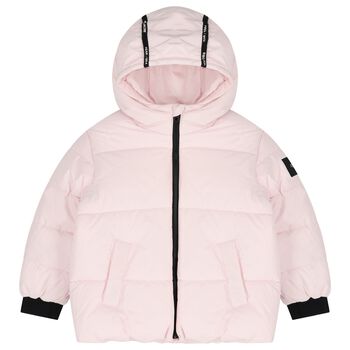 Girls Pink Logo Puffer Jacket