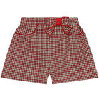 Girls Red & Ivory Houndstooth Shorts, 1, hi-res