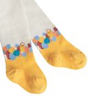 Younger Girls Ivory & Yellow Logo Tights, 1, hi-res