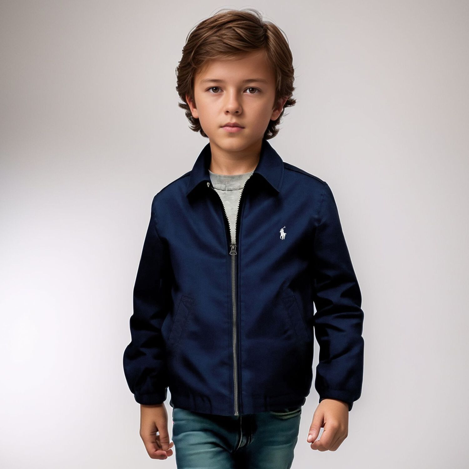 Boys Navy Blue Logo Jacket, 1, hi-res image number null
