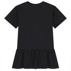 Girls Black Teddy Bear Logo Dress, 7, hi-res