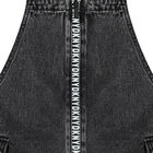 Girls Black Logo Denim Pinafore Dress, 1, hi-res