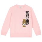 Girls Pink Teddy Bear Logo Sweatshirt, 1, hi-res