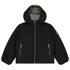 Girls Black & Silver Reversible Puffer Jacket, 1, hi-res
