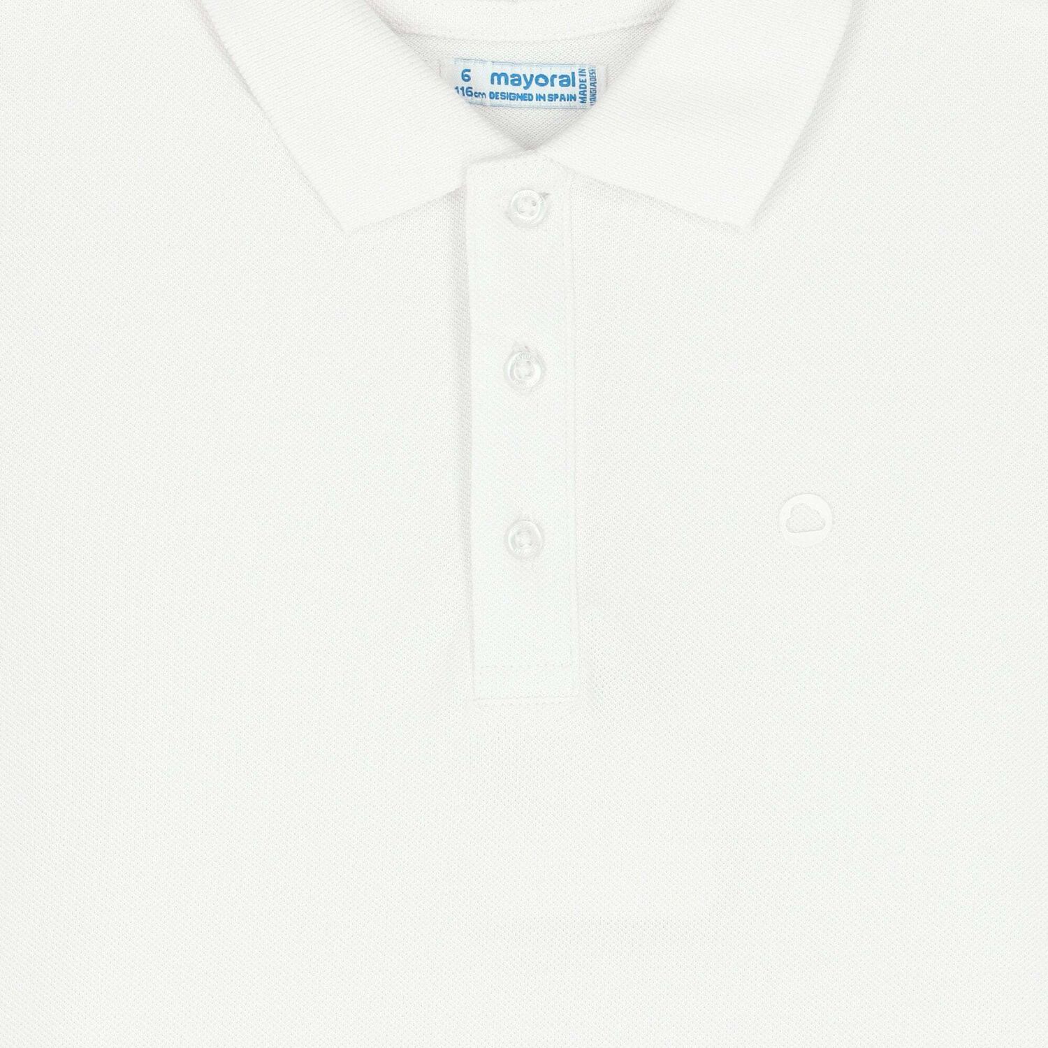 Boys White Logo Polo Shirt, 5, hi-res