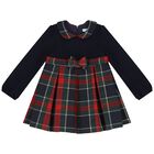 Younger Girls Navy Blue & Red Dress, 1, hi-res