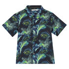 Boys Navy & Green Palm Shirt, 1, hi-res