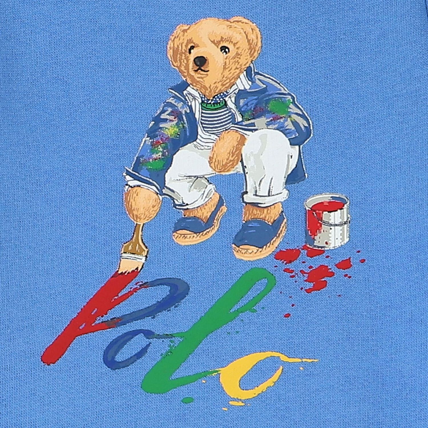 Baby Boys Blue Polo Bear Romper, 1, hi-res