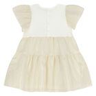 Younger Girls White & Gold Logo Dress, 1, hi-res