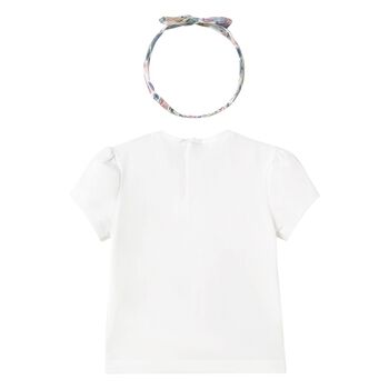 Younger Girls White T-Shirt & Headband Set