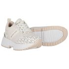 Girls Ivory & Gold Logo Trainers, 1, hi-res