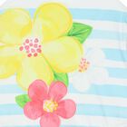 Girls White & Blue Floral Swimsuit, 2, hi-res