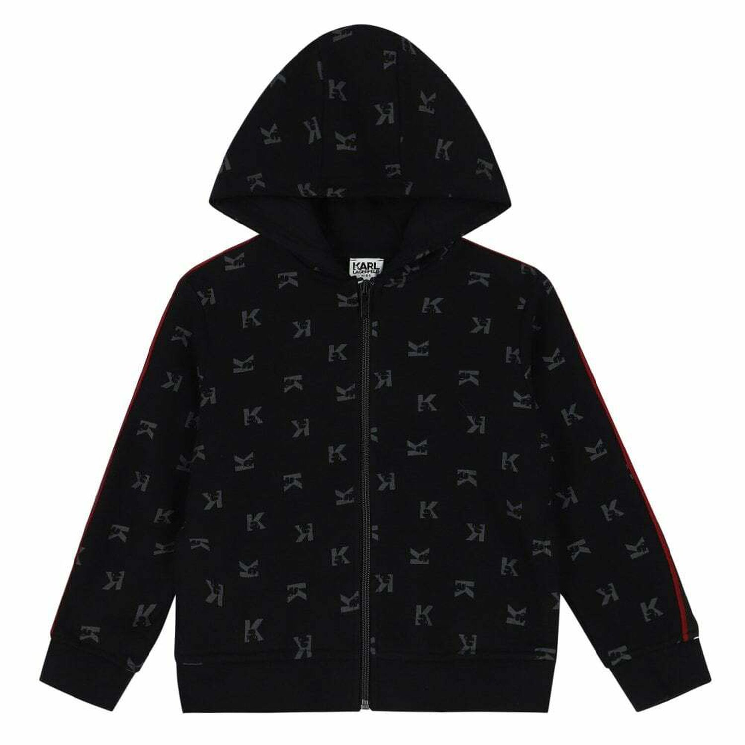 Boys Black Logo Zip Up Top, 1, hi-res