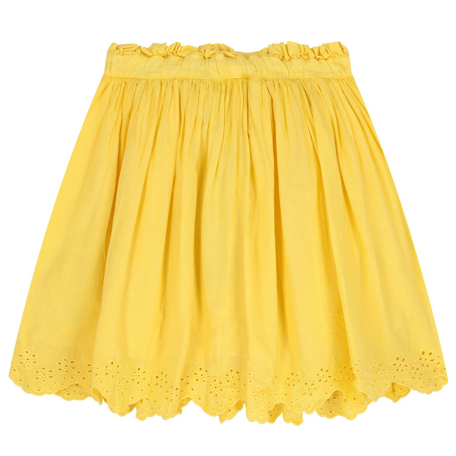 Girls Yellow Broderie Anglaise Skirt, 1, hi-res