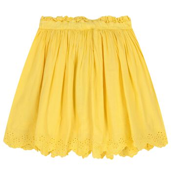 Girls Yellow Broderie Anglaise Skirt