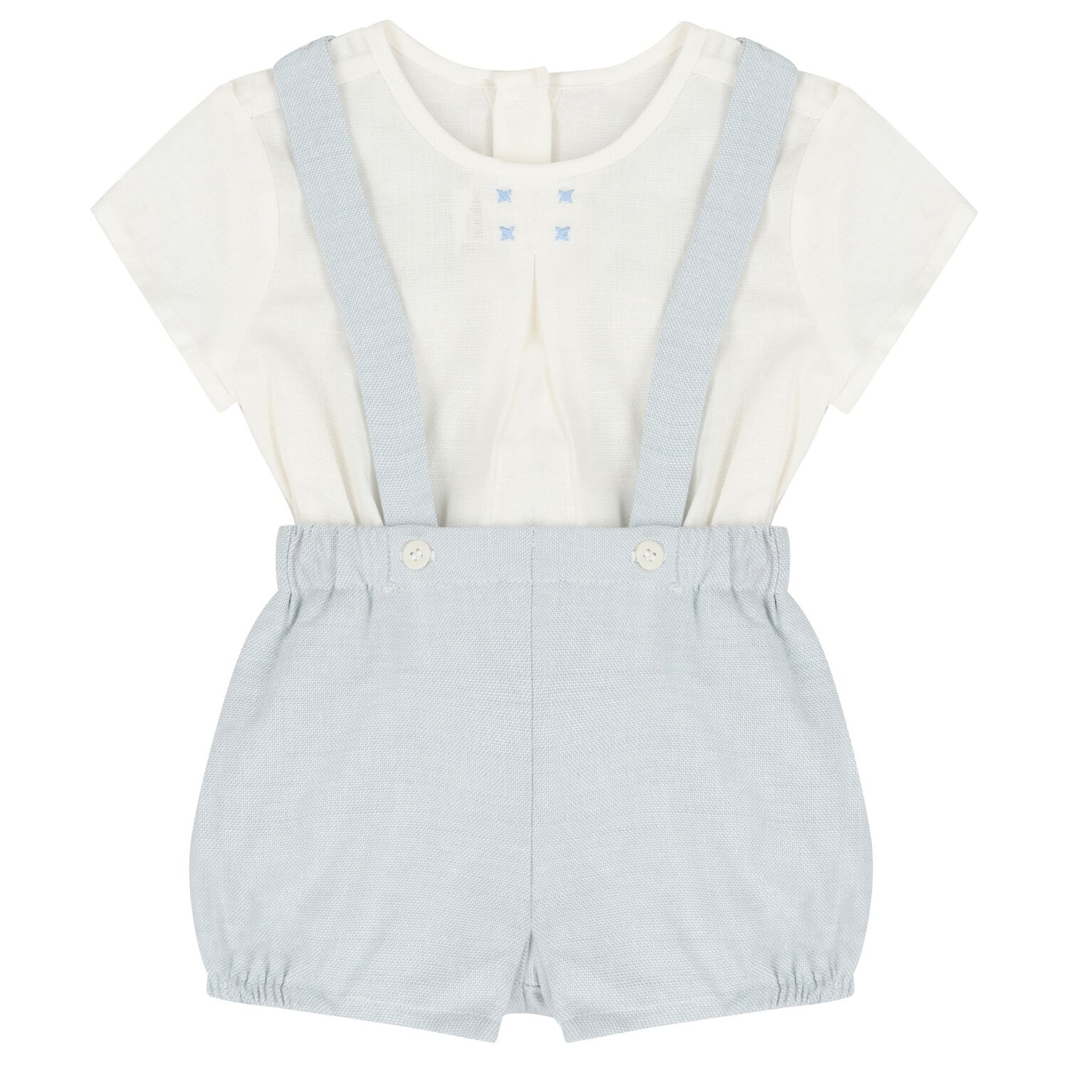 Baby Boys White & Blue Shorts Set , 1, hi-res