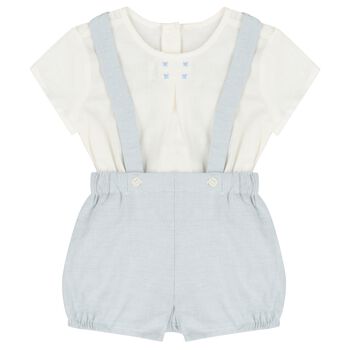 Baby Boys White & Blue Shorts Set 