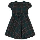 Girls Green Tartan Tweed Dress, 1, hi-res