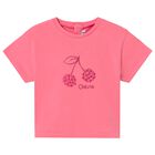 Younger Girls Pink Cherry T-Shirt, 3, hi-res