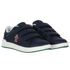 Boys Navy Blue Logo Trainers, 1, hi-res