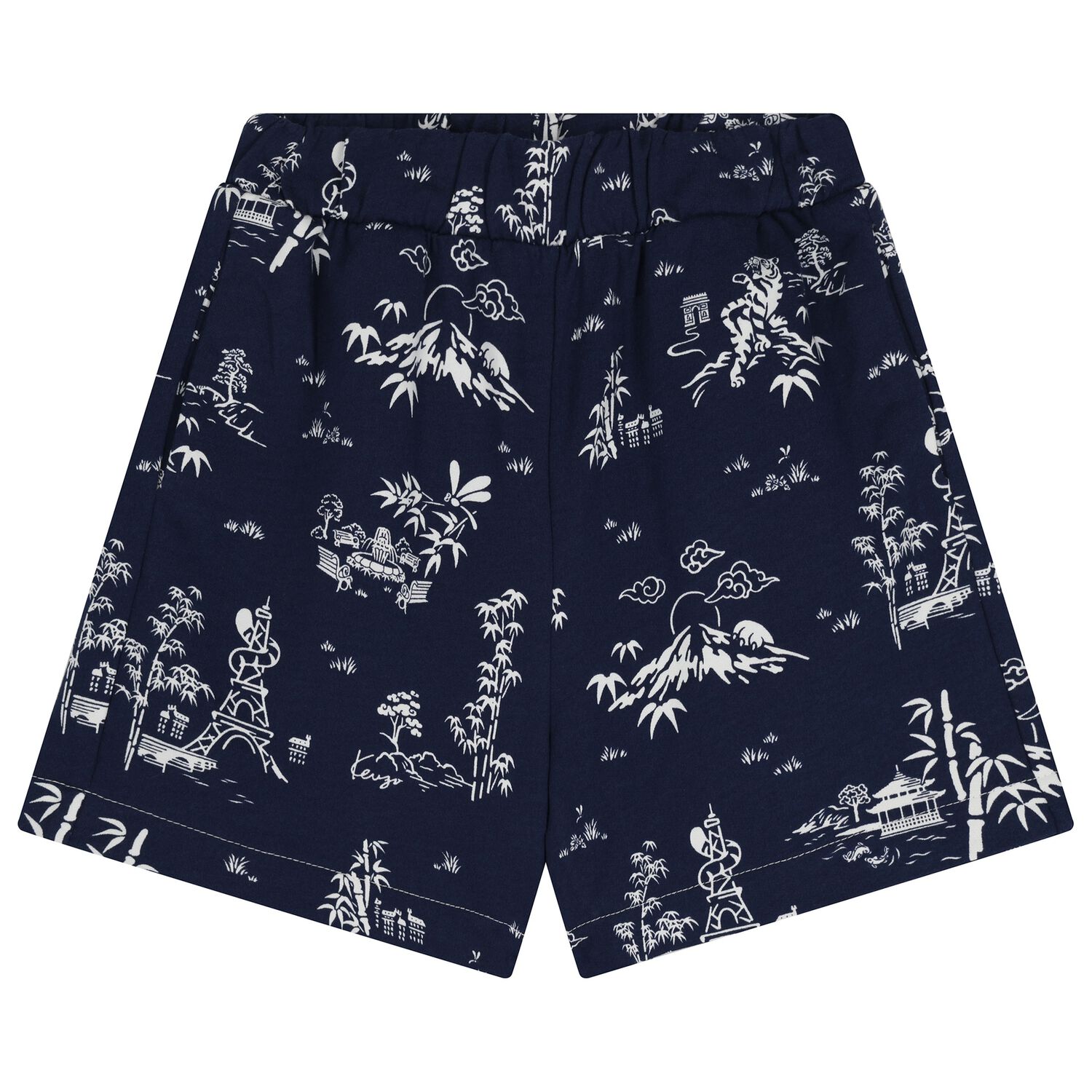 Boys Navy Blue Logo Shorts, 1, hi-res