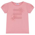 Girls Pink Bow T-Shirt, 2, hi-res