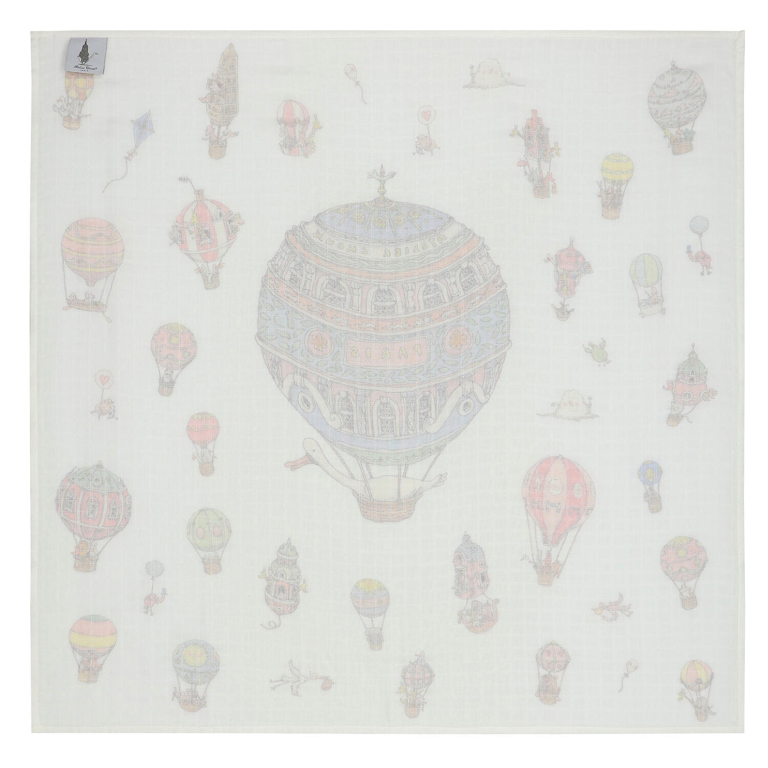 White Hot Air Balloons Baby Carré Swaddle Blanket, 1, hi-res