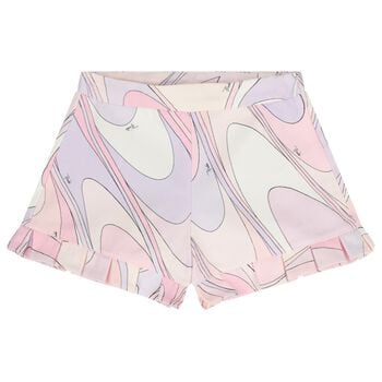 Girls Pink & White Iride Shorts