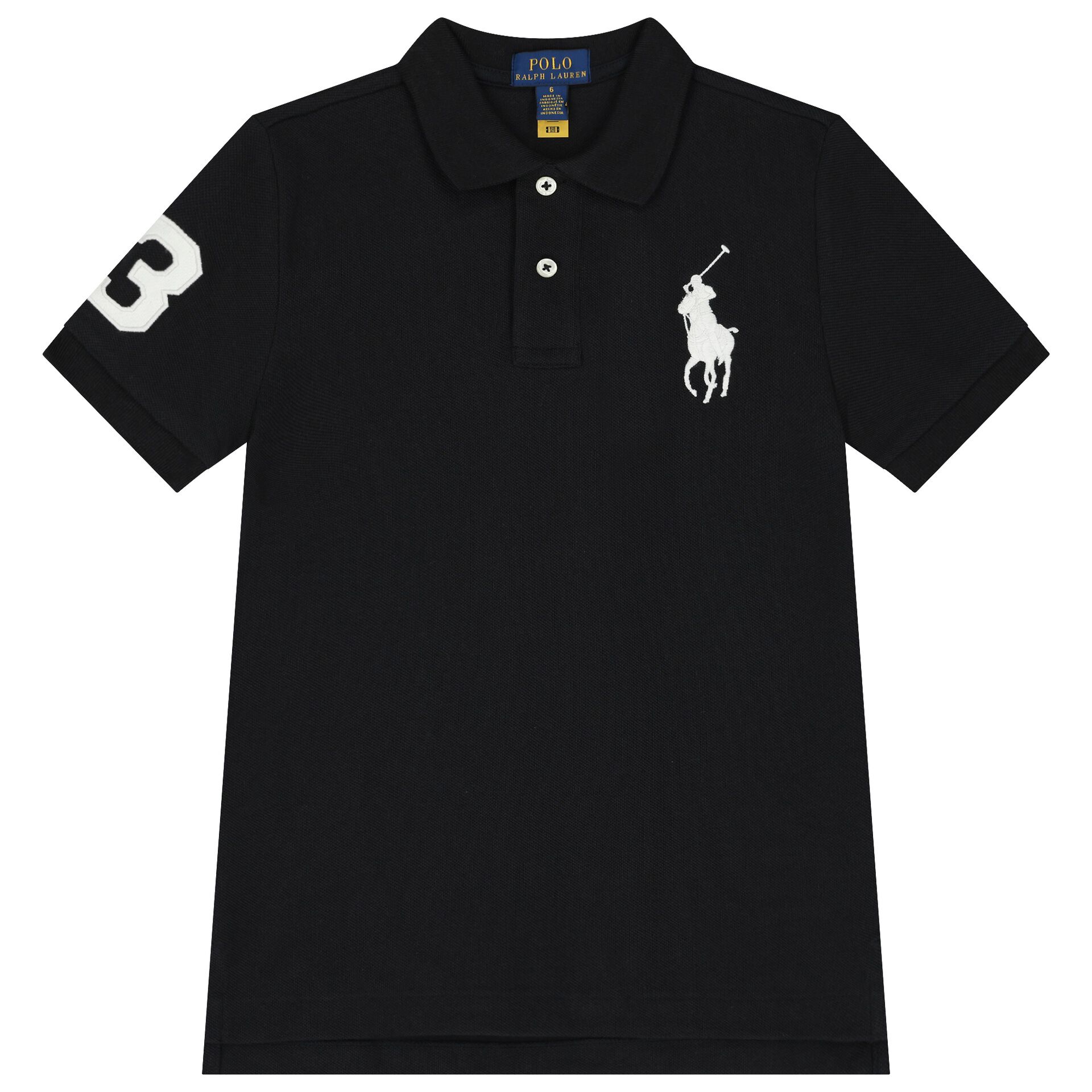 Ralph Lauren Boys Black Logo Polo Shirt Junior Couture UK