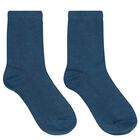 Boys Blue & Ivory Socks (3 Pack), 1, hi-res