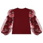 Girls Burgundy Floral Tulle Lila Long Sleeve Top, 1, hi-res