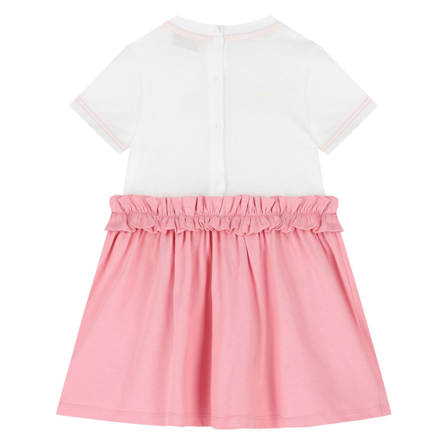 Younger Girls White & Pink Logo Dress, 1, hi-res