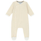 Beige & White Monogram Babygrow & Hat Set, 1, hi-res
